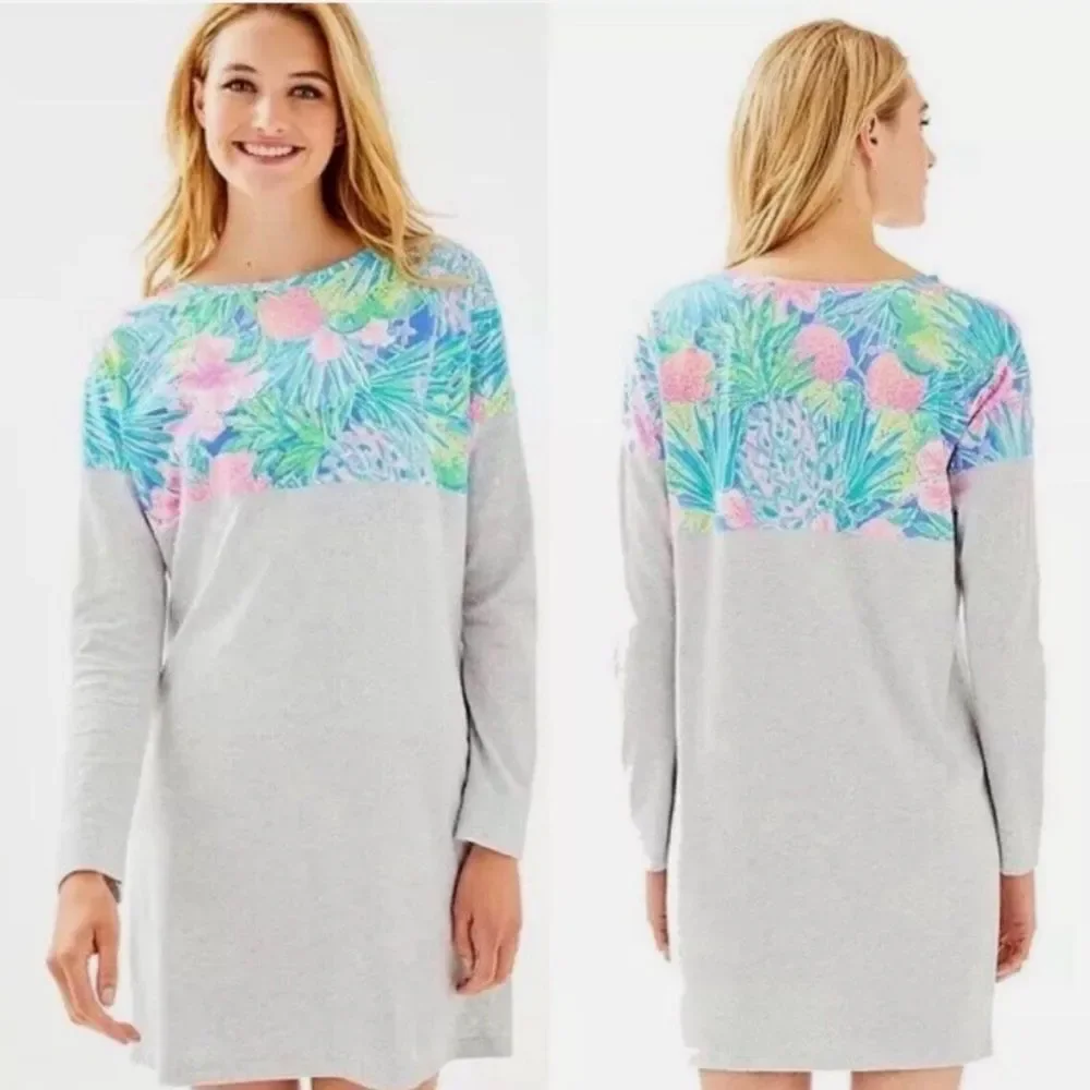 LILLY PULITZER | Finn Long Sleeve Dress Floral Accent Women’s Size Large